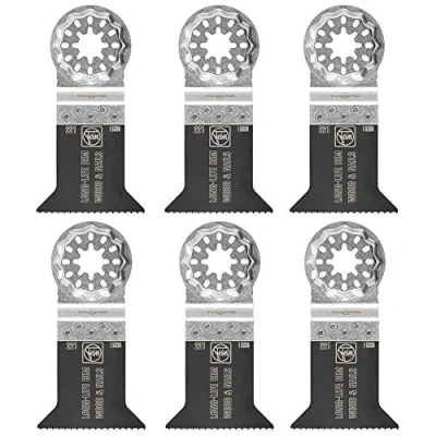 Image of FEIN E Cut Long Life Saw Blade 50x50 Multi Tool for Wood and Plastic Starlock Multitool Fits Bosch Makita Hitachi Metabo Milwaukee Einhell Ryobi 63502221210 Pack of 6