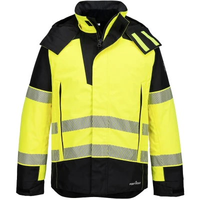 Image of Portwest PW3 Modaflame Rain+ Hi Vis Multi Norm FR Winter Jacket Yellow/Black XXL