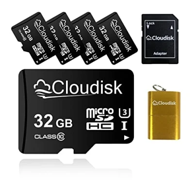 Image of Cloudisk 5Pack 32GB Micro SD Card 32 GB MicroSD Memory Class10 with SDAdapter + Reader,Bulk Sale 5pcs