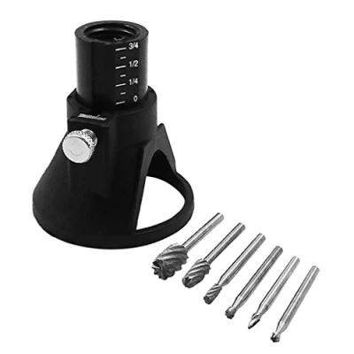 Image of Rotary Multi Tool Cutting Guide Attachment Kit HSS Router Drill Bits