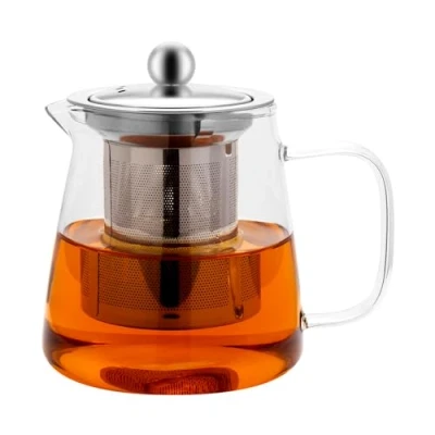 Image of Honneeo Glass Teapots 950ml Borosilicate Tea Pots with Infuser, Stovetop Safe Kettle 304 Stainless Still Strainer for Loose Leaf Herbal Fruit (950ml Teapot)
