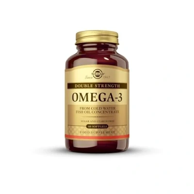 Image of Solgar Omega 3 Double Strength Softgels 60 count (Pack of 1) For a Healthy Heart, Brain and Vision Good Fats to Nourish the Whole Body Gluten Free