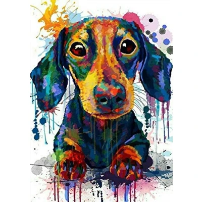 Image of 5D DIY Diamond Painting Dachshund Sausage Dog Crystal Rhinestone Embroidery Cross Stitch Arts Craft Home Wall Decoration 50x60cm