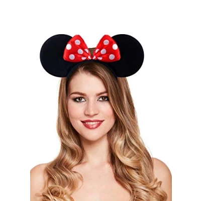 Image of **NEW** BEAUTIFUL BLACK AND RED POLKA DOTS SPARKLE MINNIE MOUSE EARS FANCY DRESS HEADBAND