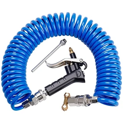 Image of Boeray Heavy Duty Truck Air Duster Blow Gun Cleaning with 9 Meter Long Coil and 2 Interchangeable Nozzle Tips Blue Seat Kit