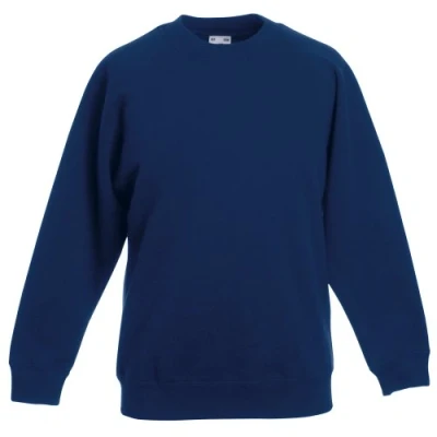 Image of Fruit of the Loom Unisex Kids Raglan Classic Sweater, Navy, 12 13 Years (Manufacturer Size:34)