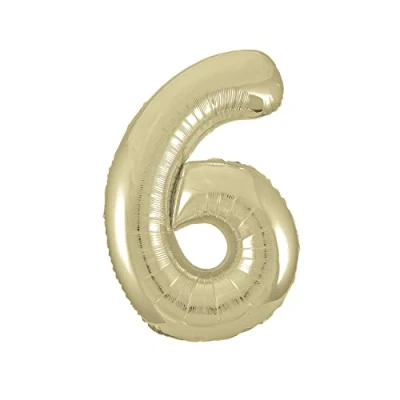 Image of Gold Number 6 Shaped Large Foil Balloon (86cm) 1 Piece Perfect for Birthday Parties and Special Events
