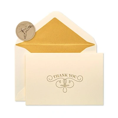 Image of Papyrus Thank You Cards with Envelopes, Gold Flourish (16 Count)