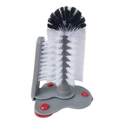 Image of gaoqiao Water Bottle Cleaning Brush Double Sided Glass Cup Washer with Suction Base Cleaner for Glass, Cups, Jugs Cleaning, Sink Attachment