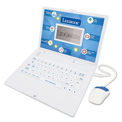 Image of LEXIBOOK JC598i3 Bilingual educational laptop with 124 activities for learning, playing and music blue/white (Bilingual German English)