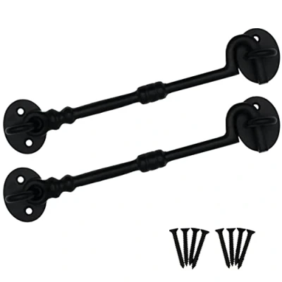 Image of Cabin Hook and Eye Black Cast Iron Heavy Duty 200mm/8 Inch Pack of 2