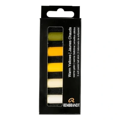 Image of Rembrandt Professional Soft Pastel Set Warm Yellows 5 Half Pastels