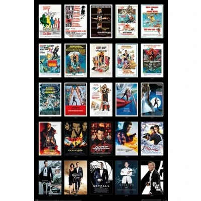 Image of James Bond 25 Films Poster (91.5cm x 61cm 0.1cm) (Multicoloured)