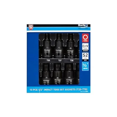 Image of Blue Spot Tools 10 PCE 1/2&quot; Impact Torx Bit Socket (T20 T70)