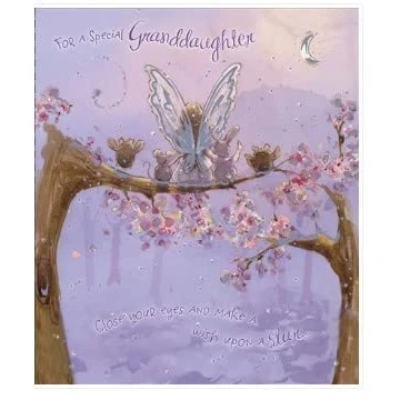 Image of Uk Greetings Illustrated Granddaughter &quot;Happy Birthday&quot; Greeting Card From The Spellbound Range Fairy Silver Foil Finish