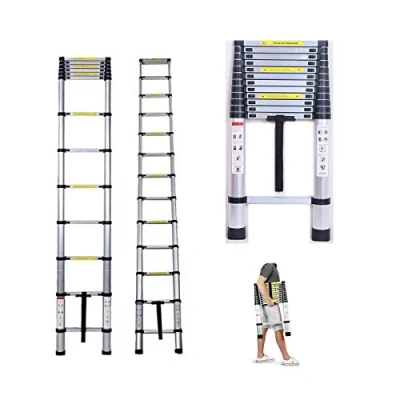 Image of 5m Telescopic Ladder Extendable Aluminum Non Slip Portable Folding 150kg Max Load Black