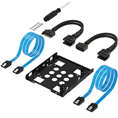Image of SABRENT Dual 2.5&quot; HDD SSD to 3.5&quot; mounting frame, Internal hard disk kit adapter, removable frame bracket kit, [including 2 SATA data cables, and power Splitter cables] (BK HDCC)