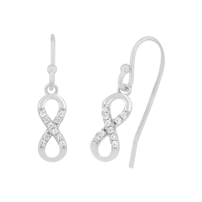 Image of Amor earrings 925 sterling silver ladies earrings, with cubic zirconia synth, 1.8 cm, silver, Infinity, Comes in jewelry gift box, 9228676