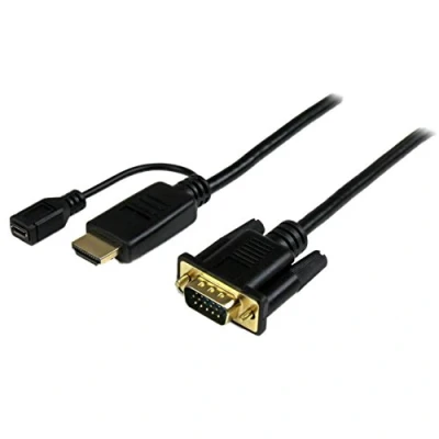 Image of StarTech.com HDMI to VGA Cable 3 ft / 1m 1080p 1920 x 1200 Active Monitor Computer (HD2VGAMM3), Black