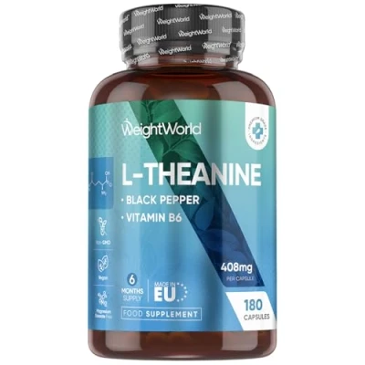 Image of L Theanine with Lemon Balm 500mg 180 Vegan Capsules Natural Nootropics Supplements High Strength 6 Months Supply Alternative to Coffee Non GMO &amp; Gluten Free