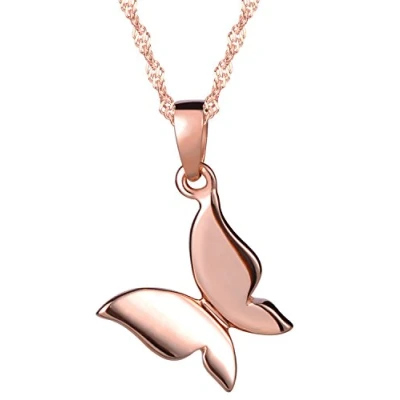 Image of Infinite U Simple Butterfly 925 Sterling Silver Pendant Necklace for Women/Girls, Rose Gold
