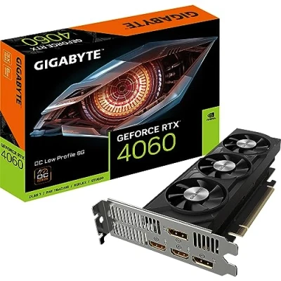 Image of Gigabyte NVIDIA GeForce RTX 4060 OC Low Profile Graphics Card 8GB GDDR6, 128 bit, PCI E 4.0, 2475MHz Core Clock, 2x DP 1.4, HDMI 2.1a, DLSS 3 GV N4060OC 8GL