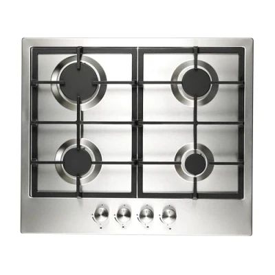 Image of Cookology GH606SS Gas Hob Stainless Steel 60cm Built in 4 Burners Cast Iron Pan Supports Auto Igniton and Easy to Use Dials