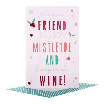 Image of Hallmark Fabulous Friend Medium Christmas Card &quot;Mistletoe&quot;