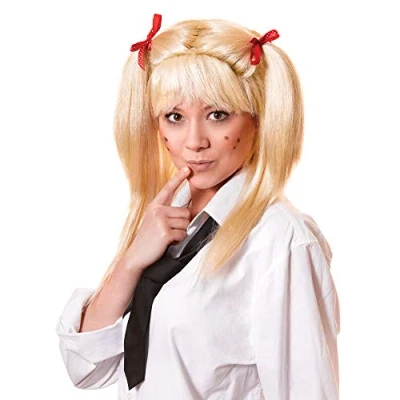 Image of Bristol Novelty BW748 Schoolgirl Wig Blonde and Red Bows Set for Women, One Size