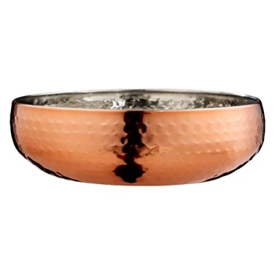 Image of Premier Housewares Hammered Rose Gold Stainless Steel Bowl, 21 x 7