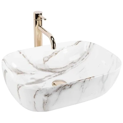 Image of REA U6596 Ajax Bathroom Sink Made of Ceramic Shiny Stone imitation U6596, Belinda Aiax 33 X 46 Cm