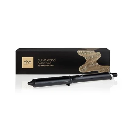 Image of ghd Curve® Classic Wave Wand, 38mm 26mm Oval Shaped Barrel, for Long lasting Undone Texture or Glamourous Hollywood Waves, Optimum Styling Temp 185ºC, Protective Cool Tip, Auto Sleep Mode Black