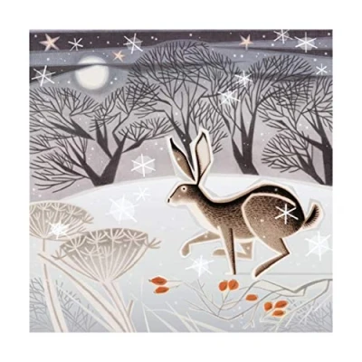 Image of Museums &amp; Galleries Artistic Christmas Cards (MG 373706 XPE) Hare in the Snow Pack of 8 1 Design
