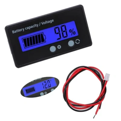 Image of VooGenzek Battery Capacity Voltmeter Meter Monitor, Lead acid Lithium Li ion Voltage Tester, LCD Display DC 12V 24V 36V 48V (Blue Light)