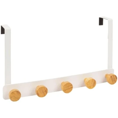 Image of White 5 Hook Iron Over Door Robe Set By Ashley
