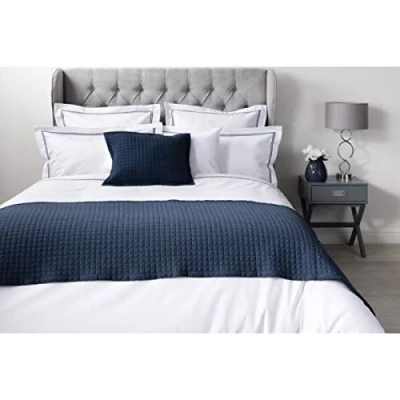 Image of Belledorm Crompton Quilted Jersey Bed Runner, Navy, 70 x 220 Cm