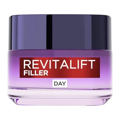 Image of L’Oréal Paris Revitalift Filler Deep Replumping Anti Ageing Day Cream, Intensely Hydrates, Replumps Skin, and Smooth Wrinkles with Macro, Micro, Micro Epidermic Hyaluronic Acid, 50ml
