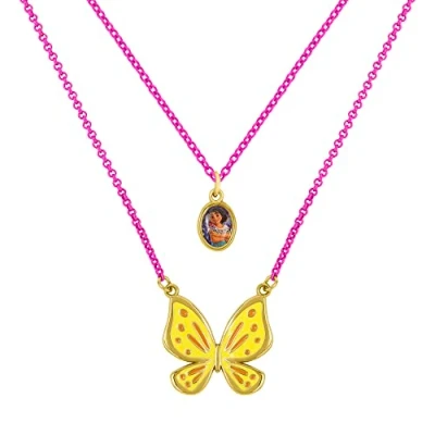 Image of Disney Encanto Pink and Yellow Mirabel Butterfly Double Layered Necklace SH00860YL 16
