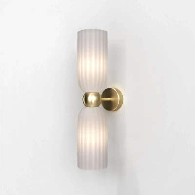 Image of Maytoni Antic Modern 2 Light Up &amp; Down Wall Lamp Gold, White Shade, E14