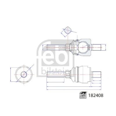 Image of ER049001 Inner Tie Rod FEBI BILSTEIN 182408 Front Axle Left, Right 177mm