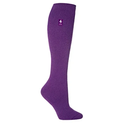 Image of HEAT HOLDERS Mens &amp; Womens Knee High Thermal Socks Extra Thick Warm with Fluffy Insulated Inner for Winter Ideal Outdoor Boots (4 8, Purple)