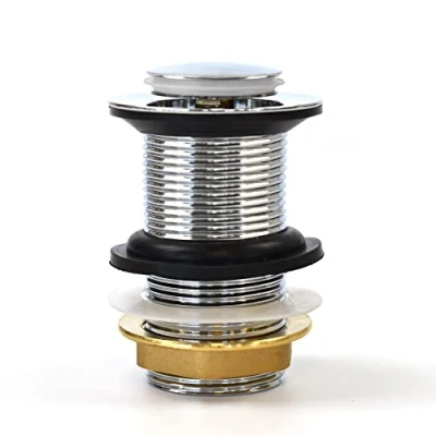 Image of Xcel Home Chrome Click Clack Unslotted Basin Waste Replacement Pop Up Bathroom Sink Trap Plug Solid Brass Construction Standard G1¼ Connection