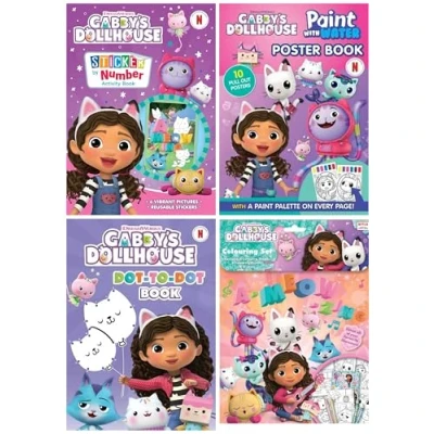 Image of Anila&#039;s Gabby&#039;s Dollhouse Activity Set with Book, Paint Water Poster Dot to Book and Colouring Set.