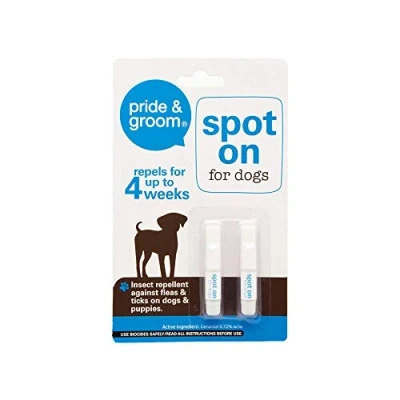 Image of Pride &amp; Groom Spot on Insect Flea Repellent for Cats Or Dogs 2 Vials Per Pack (Spot Dogs, 1 Pack)