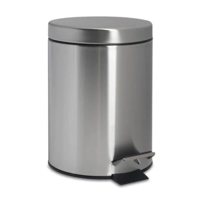 Image of Brushed Steel 3L Matt Round Stainless Bathroom Pedal Bin By Harbour Housewares