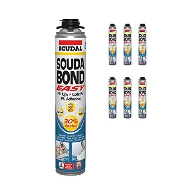 Image of 6 x Soudabond Easy Bonding PU Adhesive Soudal Gun Grade Foam Based Fixing Plasterboard Panels