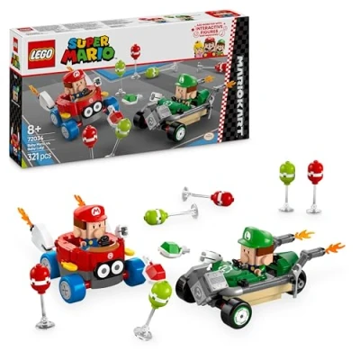 Image of LEGO Super Mario: Mario Kart Baby vs. Luigi Toy Set, with 2 Collectible Nintendo Character Figures and Cars, Birthday Gift Idea for 8 Plus Year Old Boys, Girls Gamers 72034