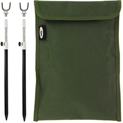 Image of Aluminium Black Banksticks 30 50cm Carp Coarse Fishing with Deluxe Carry Pouch Bag Setup (2X + 2X U Rest)