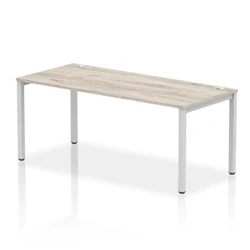 Image of Impulse Bench Single Row 1800 Silver Frame Office Desk Grey Oak