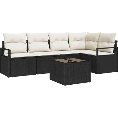 Image of vidaXL 5 Piece Garden Sofa Set with Cushions Brown Poly Rattan